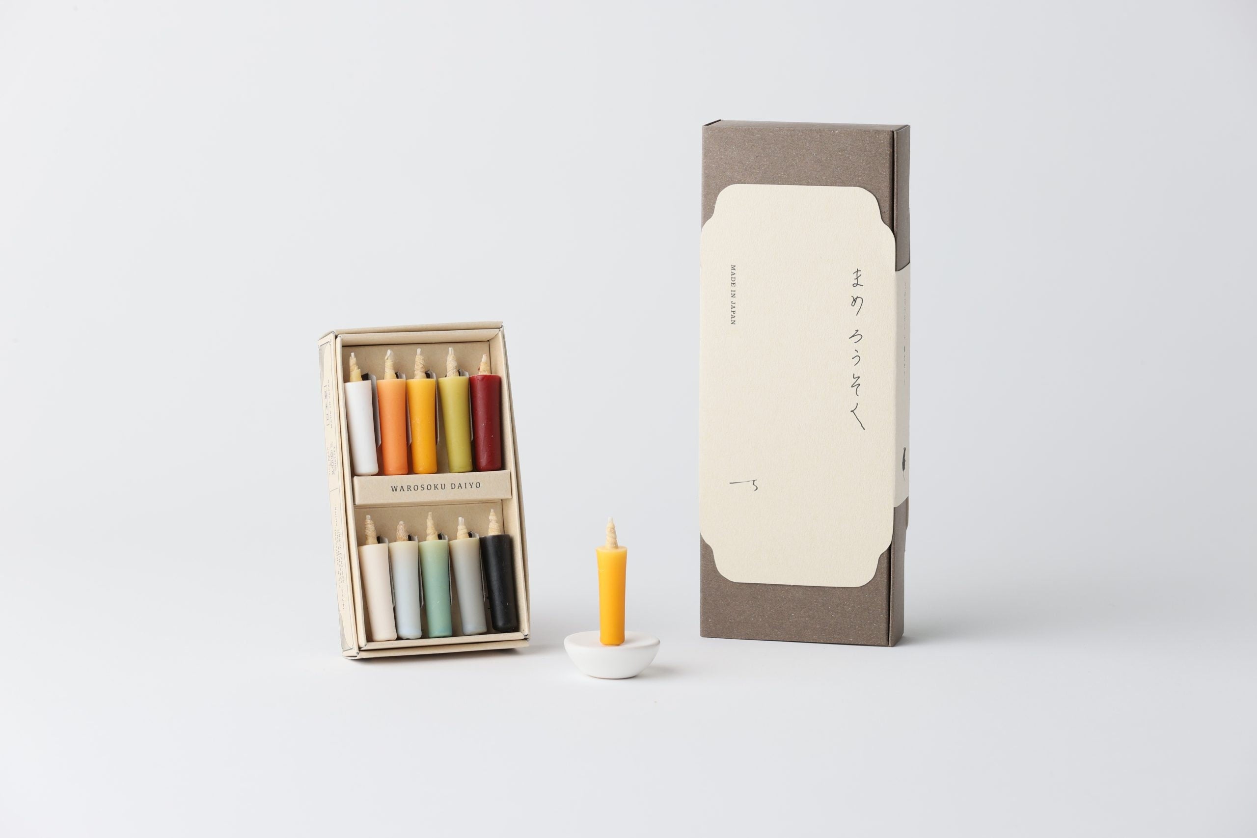 Japanese Colorful Rice Wax Candle Gift Set, 10 Cozy Organic Rice Wax Candles With Stand, Unique Handmade 100% Natural By Daiyo Candle