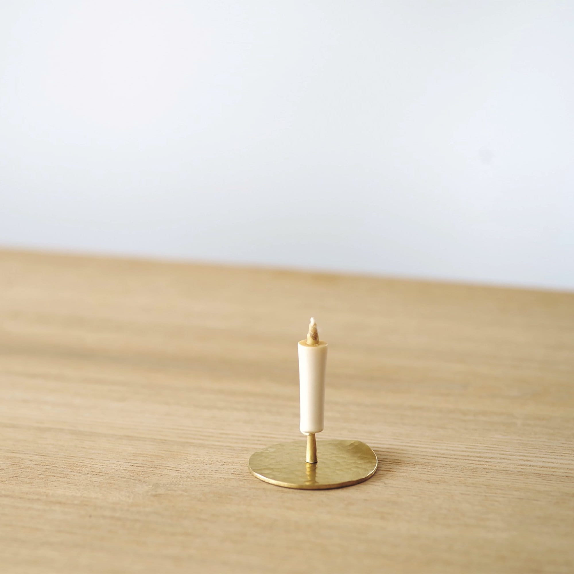 Tiny Japanese Hammered Brass Candle Holder, Unique Handmade holiday gift, Minimalist Home Decor, TSUCHI-ITA Hammered Plate By Daiyo Candle