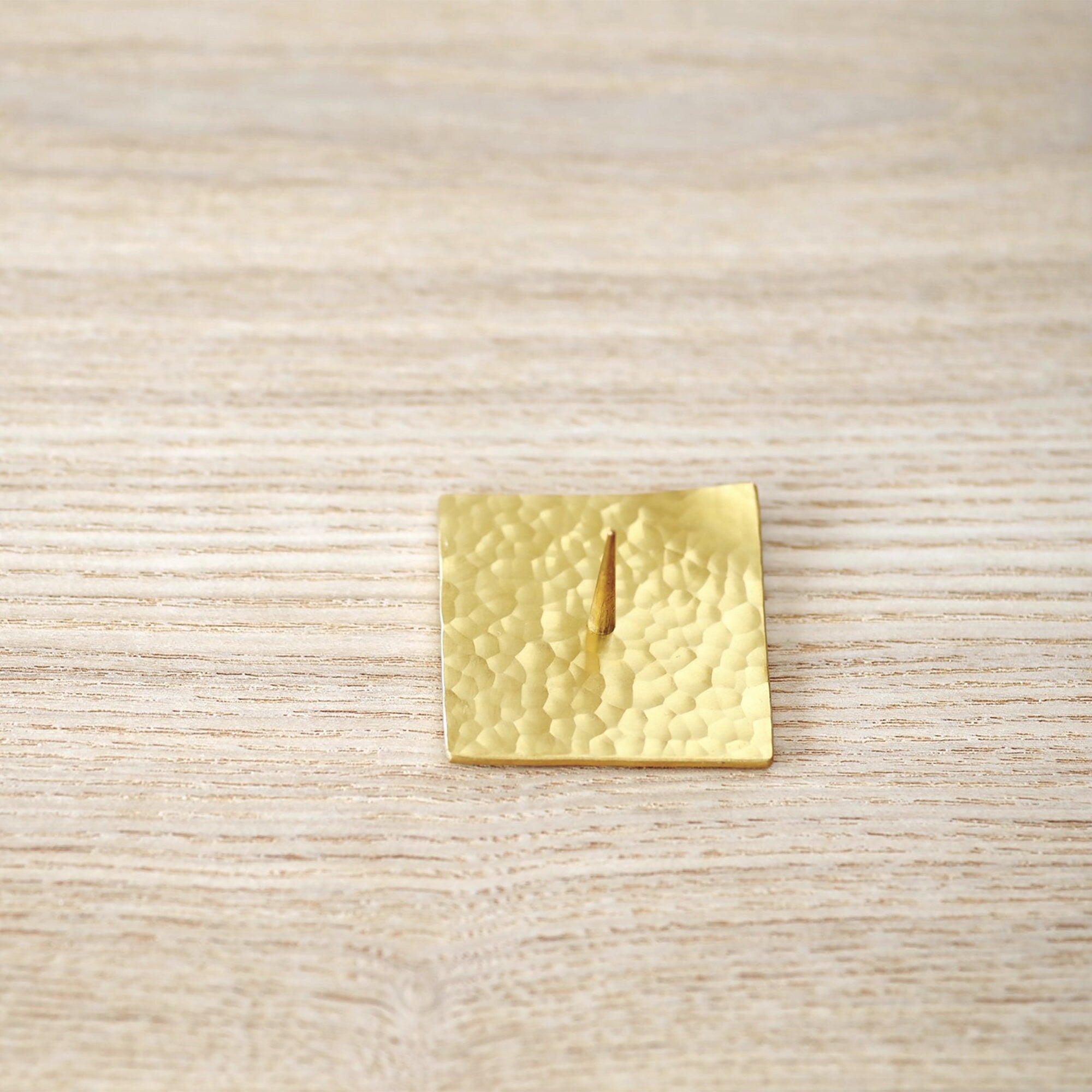 Tiny Japanese Hammered Brass Candle Holder, Unique Handmade holiday gift, Minimalist Home Decor, TSUCHI-ITA Hammered Plate By Daiyo Candle