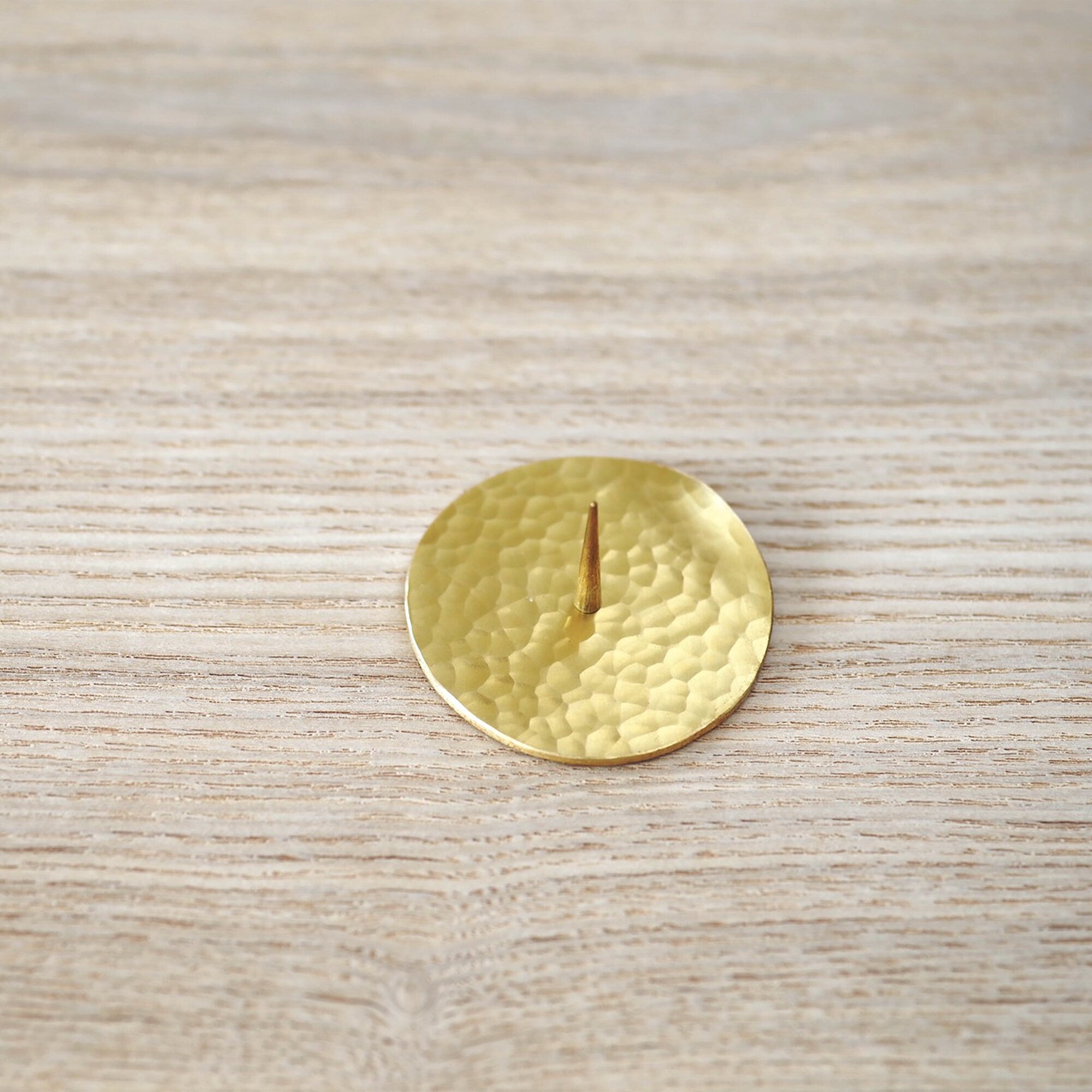 Tiny Japanese Hammered Brass Candle Holder, Unique Handmade holiday gift, Minimalist Home Decor, TSUCHI-ITA Hammered Plate By Daiyo Candle