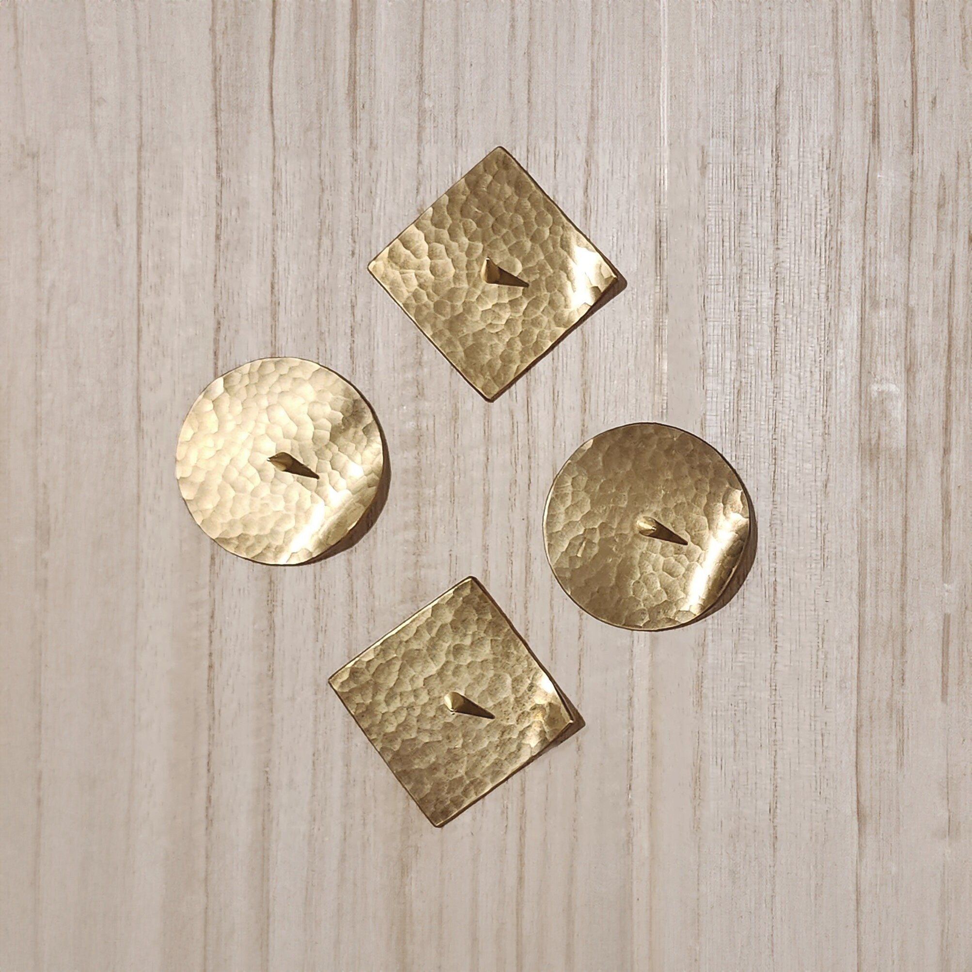 Tiny Japanese Hammered Brass Candle Holder, Unique Handmade holiday gift, Minimalist Home Decor, TSUCHI-ITA Hammered Plate By Daiyo Candle