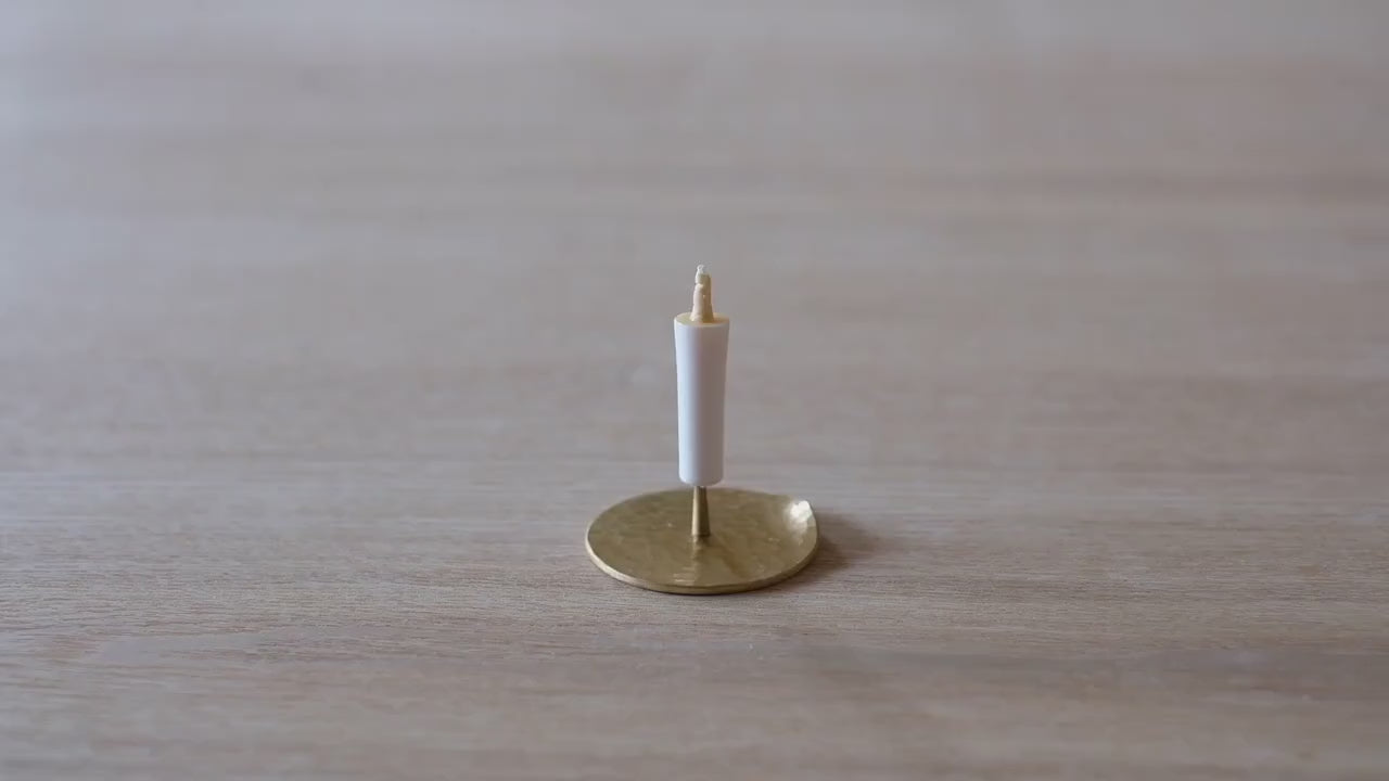 Tiny Japanese Hammered Brass Candle Holder, Unique Handmade holiday gift, Minimalist Home Decor, TSUCHI-ITA Hammered Plate By Daiyo Candle